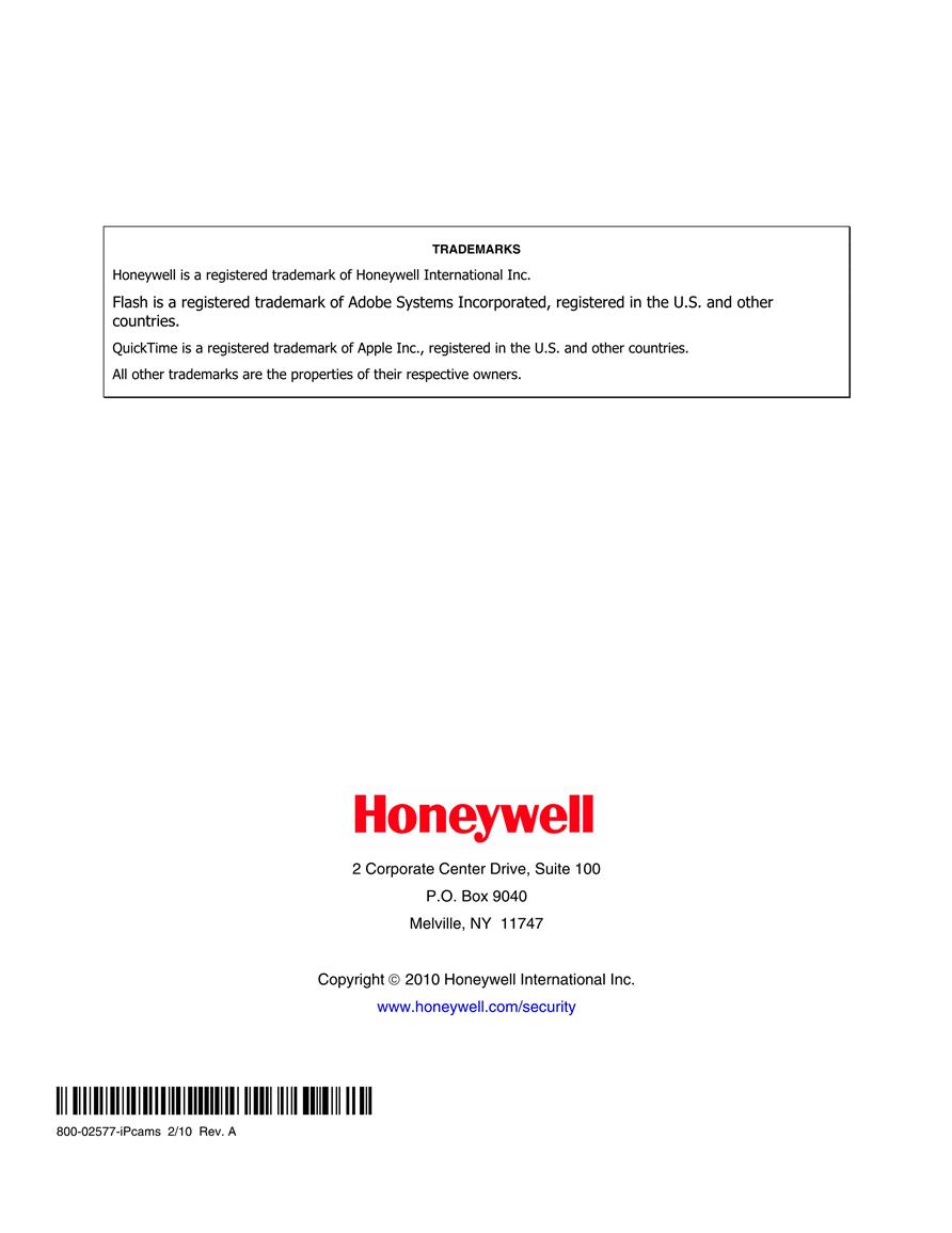  Honeywell IPCAM WI