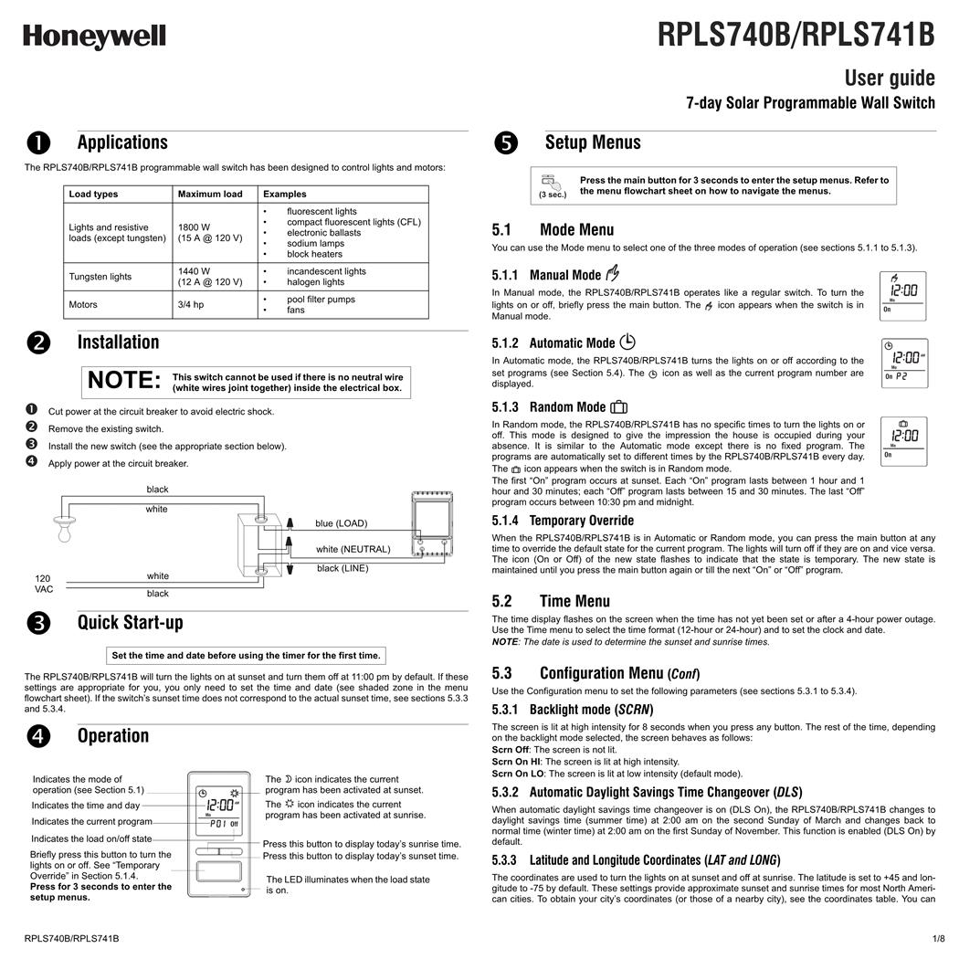  Honeywell RPLS741B