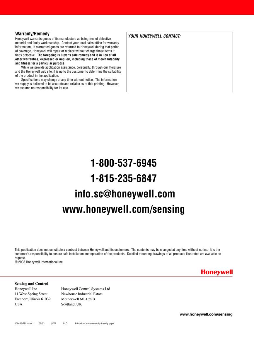  Honeywell SwitchesandSensors