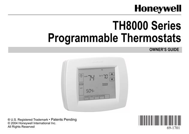  Honeywell TH8000Series