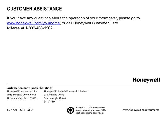  Honeywell TH8000Series