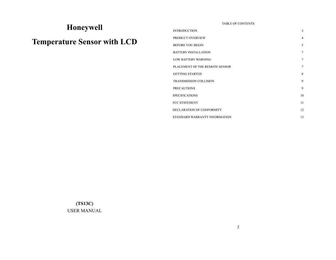  Honeywell TS13C