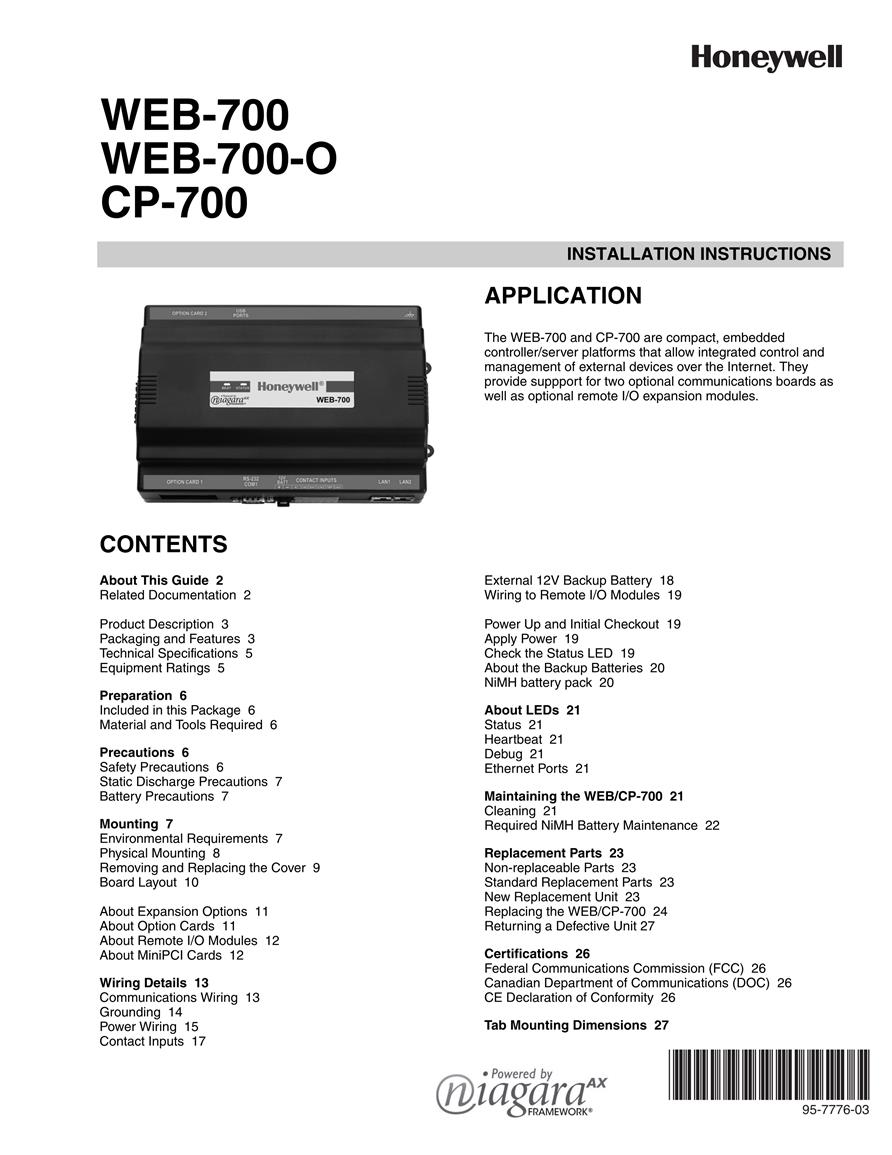  Honeywell WEB 700